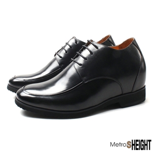 [1000H02] รองเท้ารับปริญญาเสริมส้น เพิ่มความสูง แบบซ่อนส้น 10 เซ็นติเมตร Black Leather Fleming Shoes