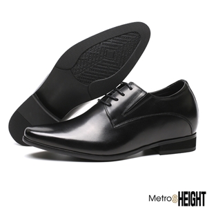 [80011D] รองเท้ารับปริญญาเสริมส้น เพิ่มความสูง แบบซ่อนส้น 8 เซ็นติเมตร Black Leather Chester Shoes