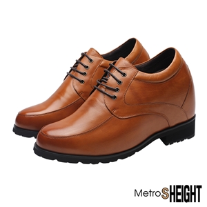 [120012D] รองเท้าบูทเสริมส้นชาย รองเท้าเพิ่มความสูง 12 ซม. Brown Leather Cleon Half Boots