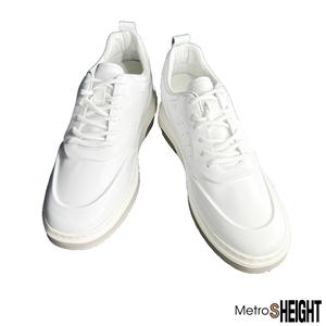 [700213] รองเท้าผ้าใบเสริมส้น เพิ่มความสูง 7 ซม. White Leather Hensen Trainers