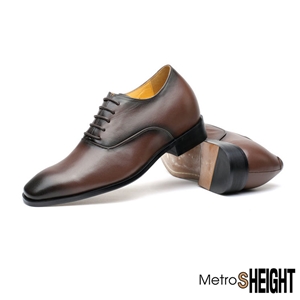 [700532-10] รองเท้าเสริมส้นชาย รองเท้าเพิ่มความสูง 7 ซม. Brown Leather Raymond Shoes