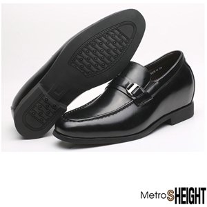 [70021D] รองเท้าเสริมส้นชาย รองเท้าเพิ่มความสูง 7 ซม. Black Leather Crispen Shoes