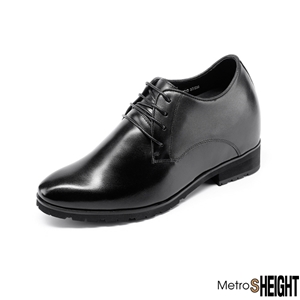 [100071D] รองเท้าหนังคัทชูเสริมส้นชาย เพิ่มความสูง 10 ซม. Black Leather Gerschwin Shoes