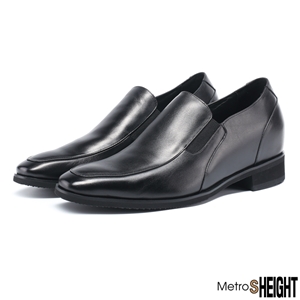 [700281D] รองเท้าคัทชูชายเสริมส้น เพิ่มความสูง 7 ซม. Black Leather Ras Shoes