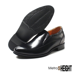[700H21] รองเท้าเสริมส้นชาย รองเท้าเพิ่มความสูง 7 ซม. Black Leather Boyd Shoes