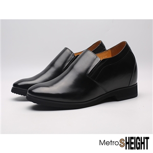 [1050H27] รองเท้าหนังคัทชูเสริมส้นชาย เพิ่มความสูง 10 ซม. Black Leather Lord Shoes
