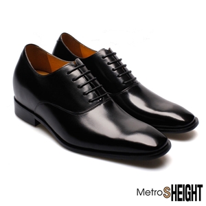 [700532] รองเท้าเสริมส้นชาย รองเท้าเพิ่มความสูง 7 ซม. Black Leather Raymond Shoes