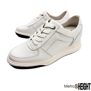 [80081DG] รองเท้าผ้าใบเสริมส้น เพิ่มความสูง 8 ซม. White Leather Dover Trainers