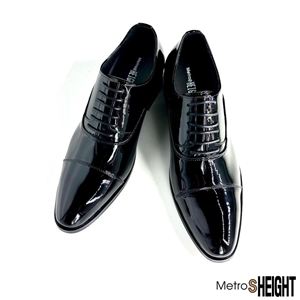 [700H38-5] รองเท้าคัทชูเสริมส้น เพิ่มความสูง 7 ซม. Black Leather Rossi Shoes