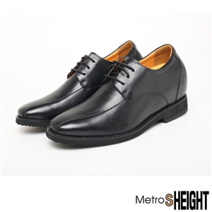 [900211] รองเท้าหนังคัทชูเสริมส้นชาย เพิ่มความสูง 9 ซม. Black Leather Bari Shoes