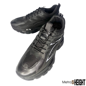 [10002023] รองเท้าผ้าใบเสริมส้น เพิ่มความสูง 10 ซม. Black Leather Banks Trainers