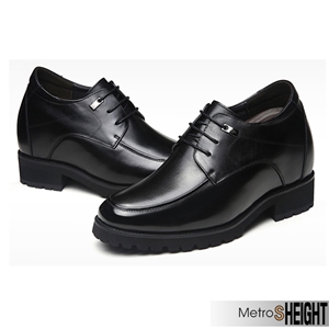 [12001020] รองเท้าเสริมส้นชาย รองเท้าเพิ่มความสูง 12 เซ็นติเมตร Black Leather Raven Shoes