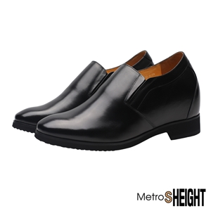 [1050H27] รองเท้าเจ้าบ่าวเสริมส้น เพิ่มความสูง 10 เซ็นติเมตร Black Leather Lord Shoes