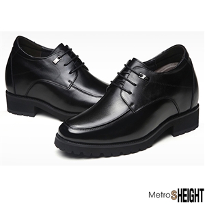 [12001020] รองเท้าเจ้าบ่าวเสริมส้น เพิ่มความสูง 12 เซ็นติเมตร Black Leather Raven Shoes