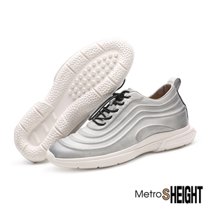 [700V33-2] รองเท้าผ้าใบเสริมส้น เพิ่มความสูง 7 เซ็นติเมตร White Leather Fennec Trainers