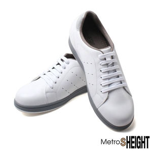 [700F121] รองเท้าผ้าใบเสริมส้น เพิ่มความสูง 7 เซ็นติเมตร White Leather Lawn Trainers