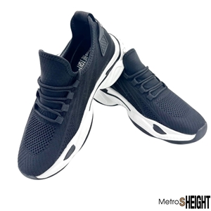 [8002025] รองเท้าผ้าใบเสริมส้น เพิ่มความสูง 8 ซม. Black Leather Rye Trainers
