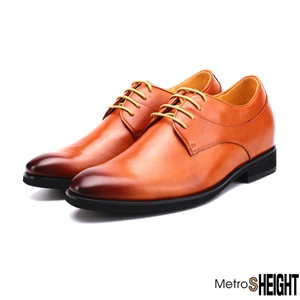 [70081D] รองเท้าเจ้าบ่าวเสริมส้น เพิ่มความสูง 7 เซ็นติเมตร Brown Leather Jesse Shoes